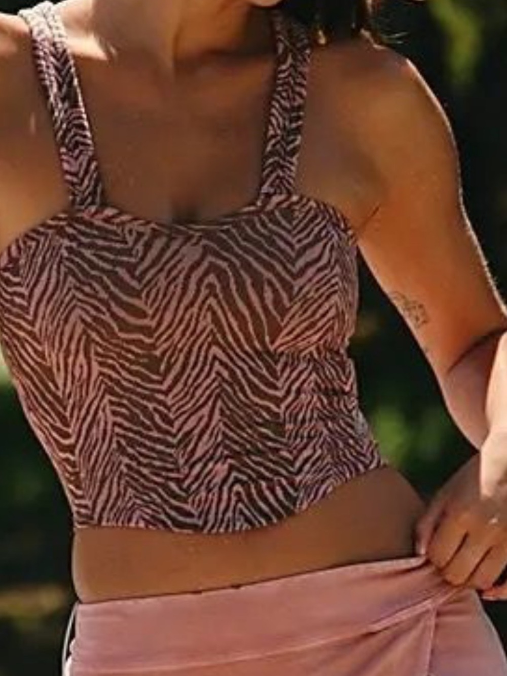 Free people Pink Zebra-Print Cropped Camisole nwot